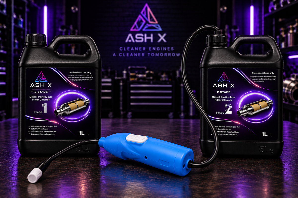 AshX 2 Stage DPF Cleaner 1L Kit With Battery Pump