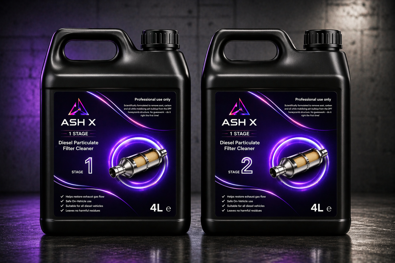AshX 2 Stage DPF Cleaner 4L Kit – On-Vehicle Diesel Particulate Filter Cleaning Solution (Removes Soot, Carbon & Ash)