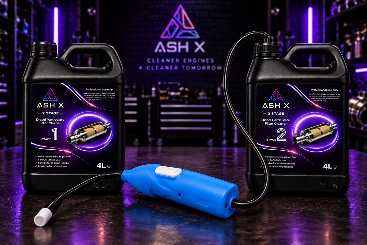 AshX 2 Stage DPF Cleaner 4L Kit With Battery Pump